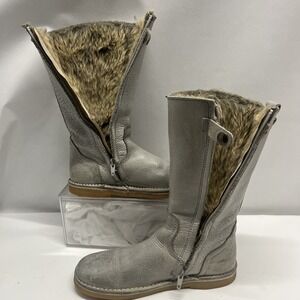 Koel Gray Leather Fur Lined Knee High Boots Girls‎ Size 35EU 4.5US